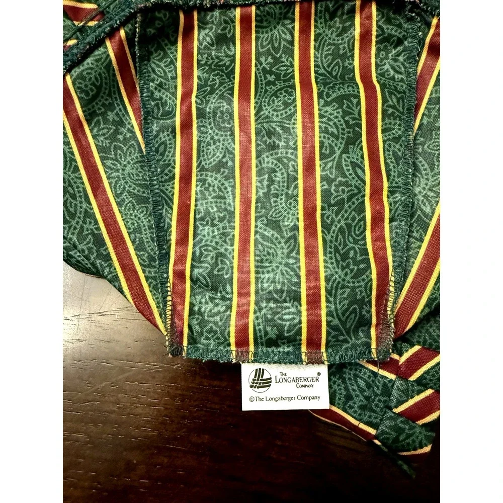 Longaberger Basket Liners Set of 4 –Holly Berry Stripe Christmas Holiday Retired